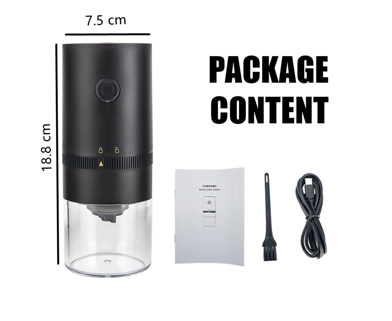 Electric Coffee Grinder Grinding Milling Bean Nut Spice Herbs Blender Machine Black