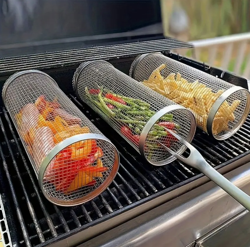 Stainless Steel BBQ Grill Basket/Cage (30cm)